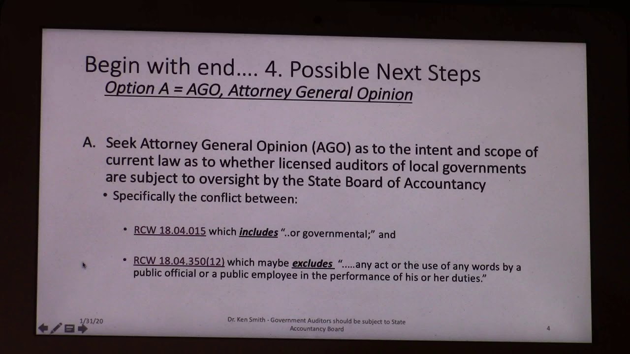 Dr. Ken Smith - Jan 31, 2020 - Public Comments to State Board of Accountancy.