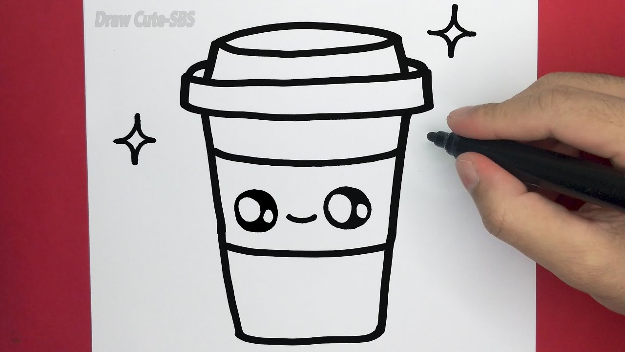 HOW TO DRAW A CUTE COFFEE CUP, STEP BY STEP 