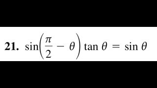 Verify Sin Pi 2 Theta Tan Theta Sin Theta Youtube