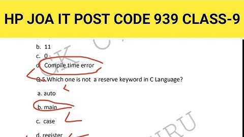 HPSSC JOA IT 939 CLASS-9 || C Language Questions