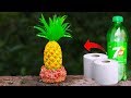 বোতল আর টিস্যু দিয়ে আনারস তৈরি || Pineapple With Tissue Plastic Bottle || Paper clay