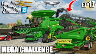 Harvesting SUNFLOWERS with OVERSIZED Header | MEGA Equipment Challenge #17 | Farming Simulator 22