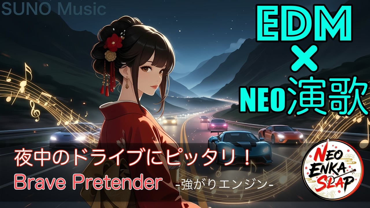 Brave Pretender -強がりエンジン-｜夜中のドライブにピッタリな曲！| SUNO AI作曲 × Enka演歌 × EDM × Slap Bass × J-pop