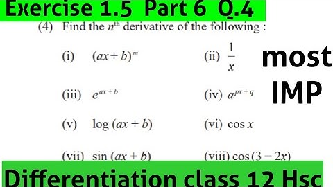Differentiation Exercise 1.5 Part 6 Q.4 Class 12 Maths 2 Mahararashtra Board New syllabus CHETAN sir