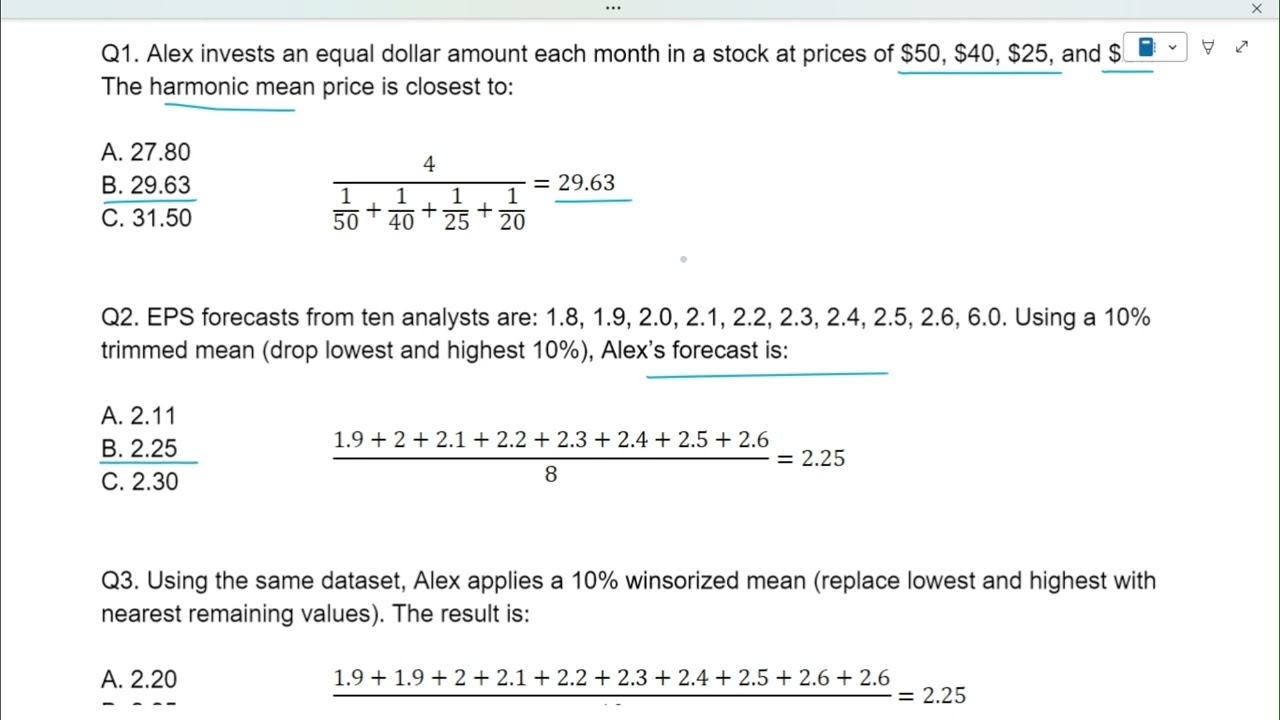 CFA Level 1 Quantitative Methods | Rates and Returns (LOS 2 Problems)