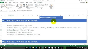 Learn VBA Part 26 - Nested Do While Loop in VBA Hindi
