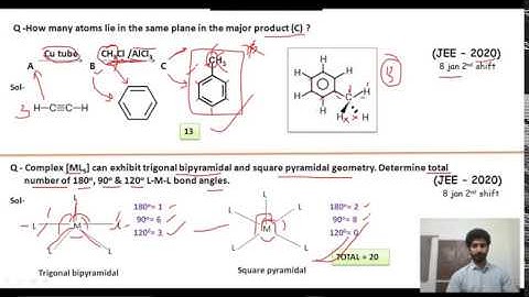 [Chemistry] JEE-2020 (How many atoms lie in the same plane in the major product C..)