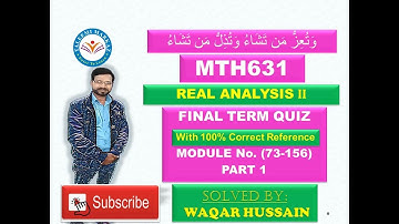 MTH631 Final Term Quiz 2022 Solution By Taleemi Markaz