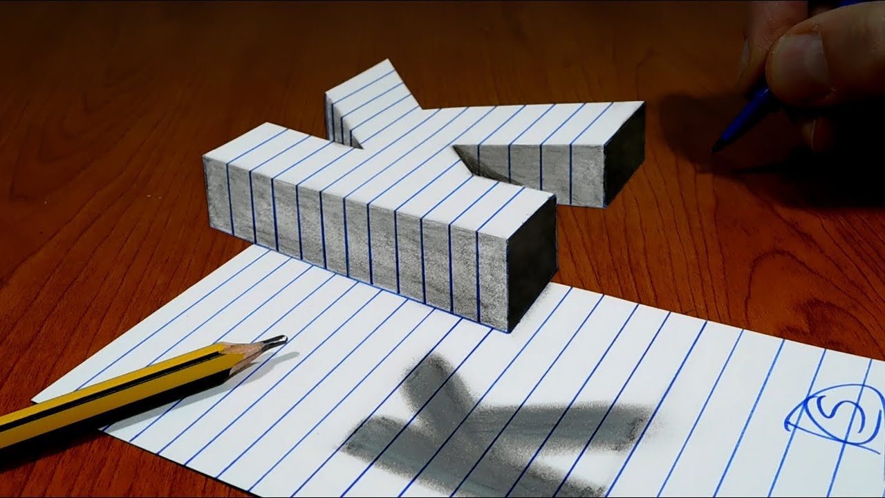 3D Trick Art On Line Paper, Floating Letter K - YouTube