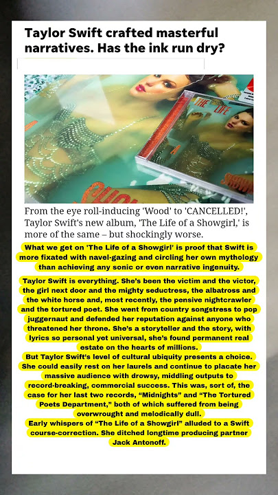Taylor Swift makes her own mythology her muse on 'Showgirl.' How boring #celebrity #entertainment