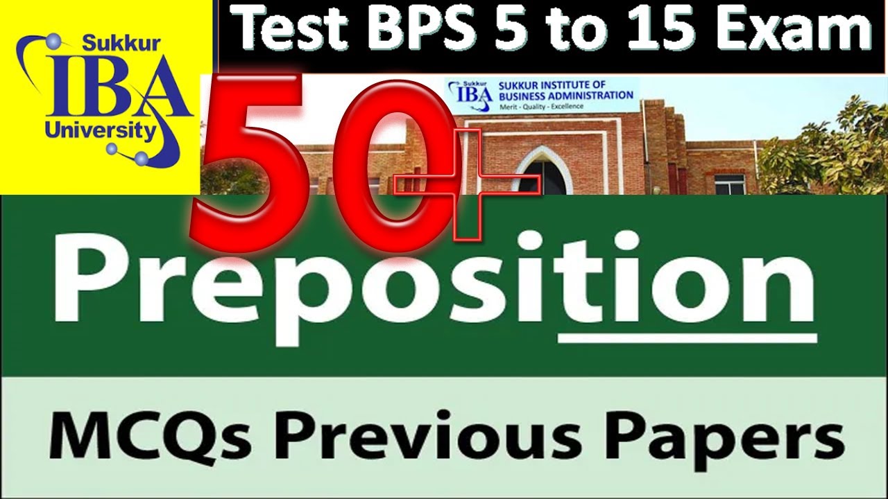 English Preposition MCQs with Answers Preposition Exercises With Answers IBA Sukkur Screening Test