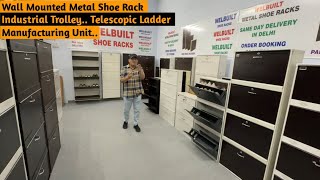 Wall Mounted Metal Shoe Rack Industrial Trolley Telescopic Ladder Manufacturer Unit