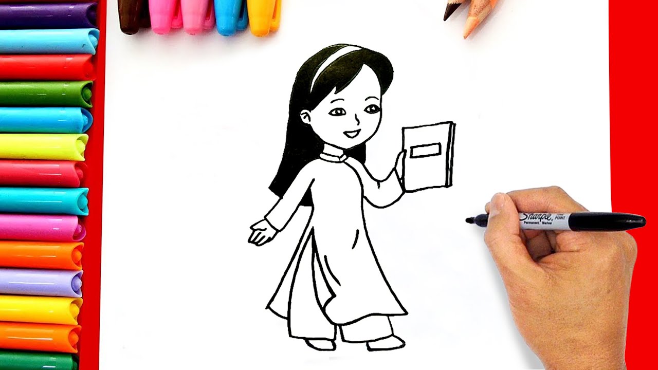 Cách Vẽ Cô Giáo Của Em Rất Đơn Giản Mà Dễ Thương - Vẽ Tranh Chào Mừng Ngày  Nhà Giáo Việt Nam 20-11 - Youtube
