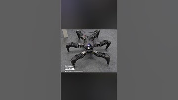 Deze robot met 6 poten kan over oneffen terrein lopen.