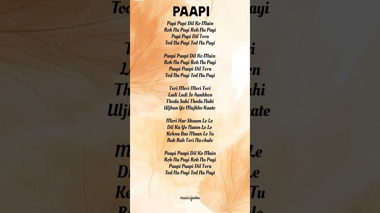 PAAPI Song Lyrics | Aastha Gill | Puri #lyrics #musicajooba #aasthagill #newrelease
