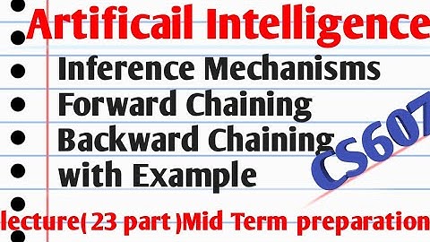 CS607:Forward and Backward Chaining ||Inference in Artificial intelligence |cs607 lecture 23