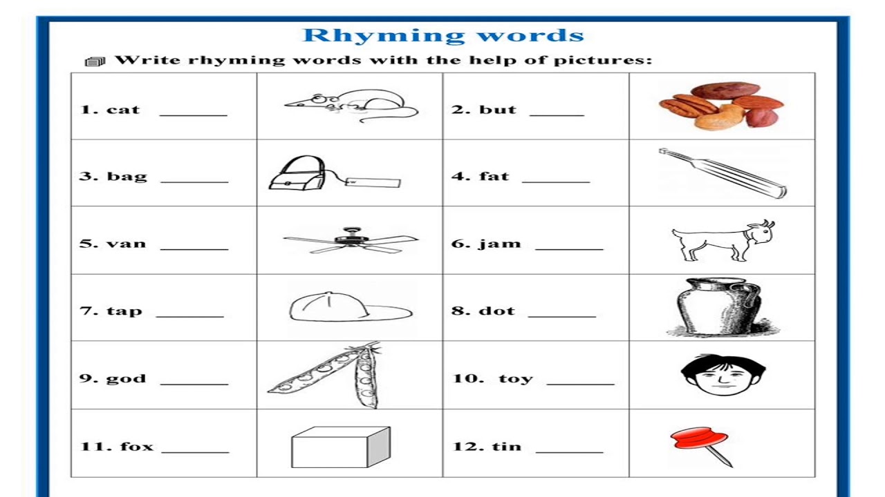 worksheet rhyming words spell correctly english grammar for kids answers attached grade 1 and 2 youtube