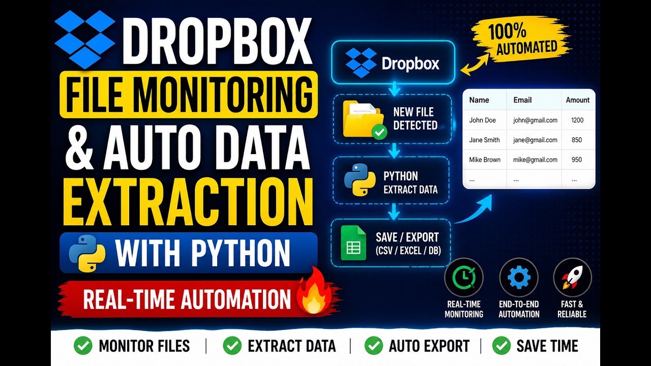 Dropbox File Monitoring & Auto Data Extraction with Python | Real-Time Automation 🔥