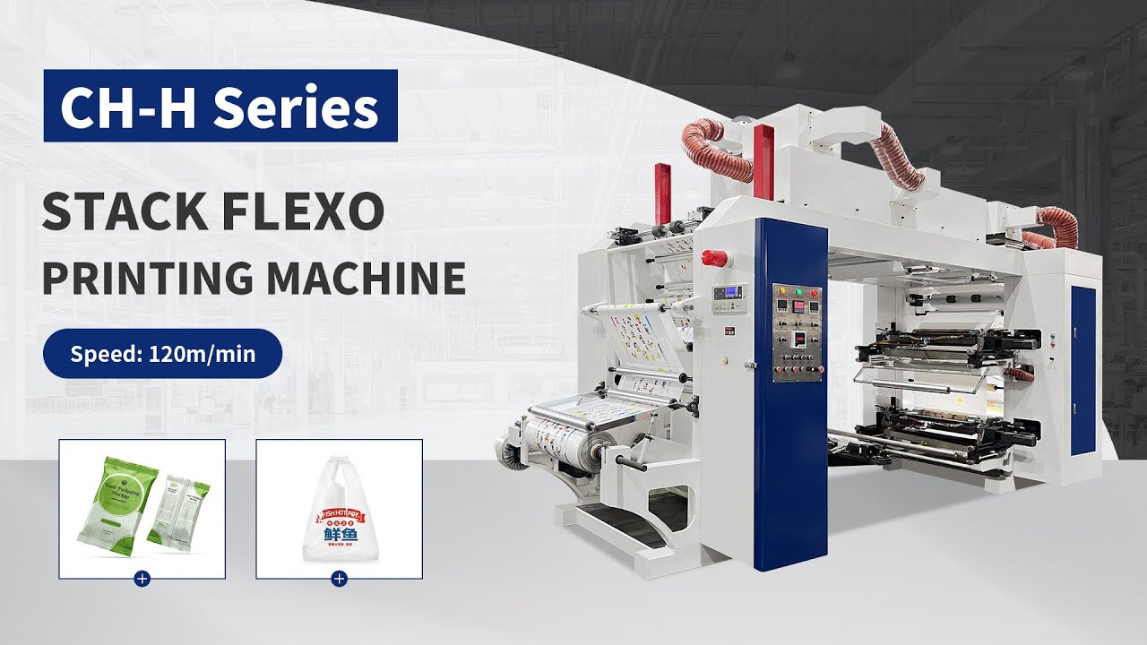 4 colour corona treatment stack type flexo presses for plastic bags