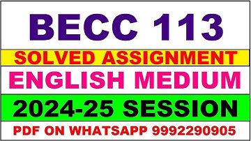 becc 113 solved assignment 2024-25 | becc 113 solved assignment in english 2025 | becc 113 2024-25