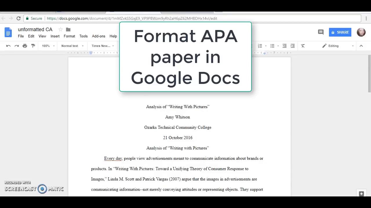 how to do apa format on docs