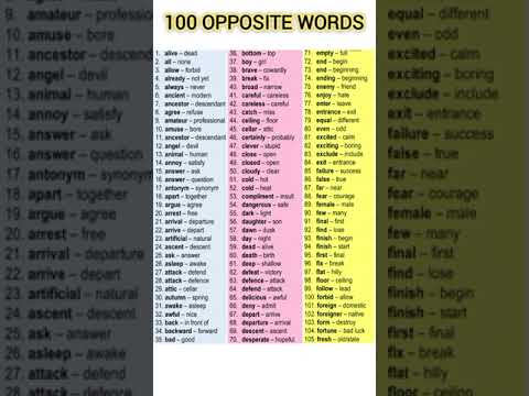 100 opposite words