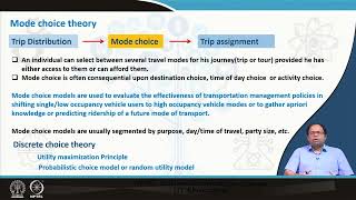 Lecture 36: Mode choice theory #CH28SP #swayamprabha