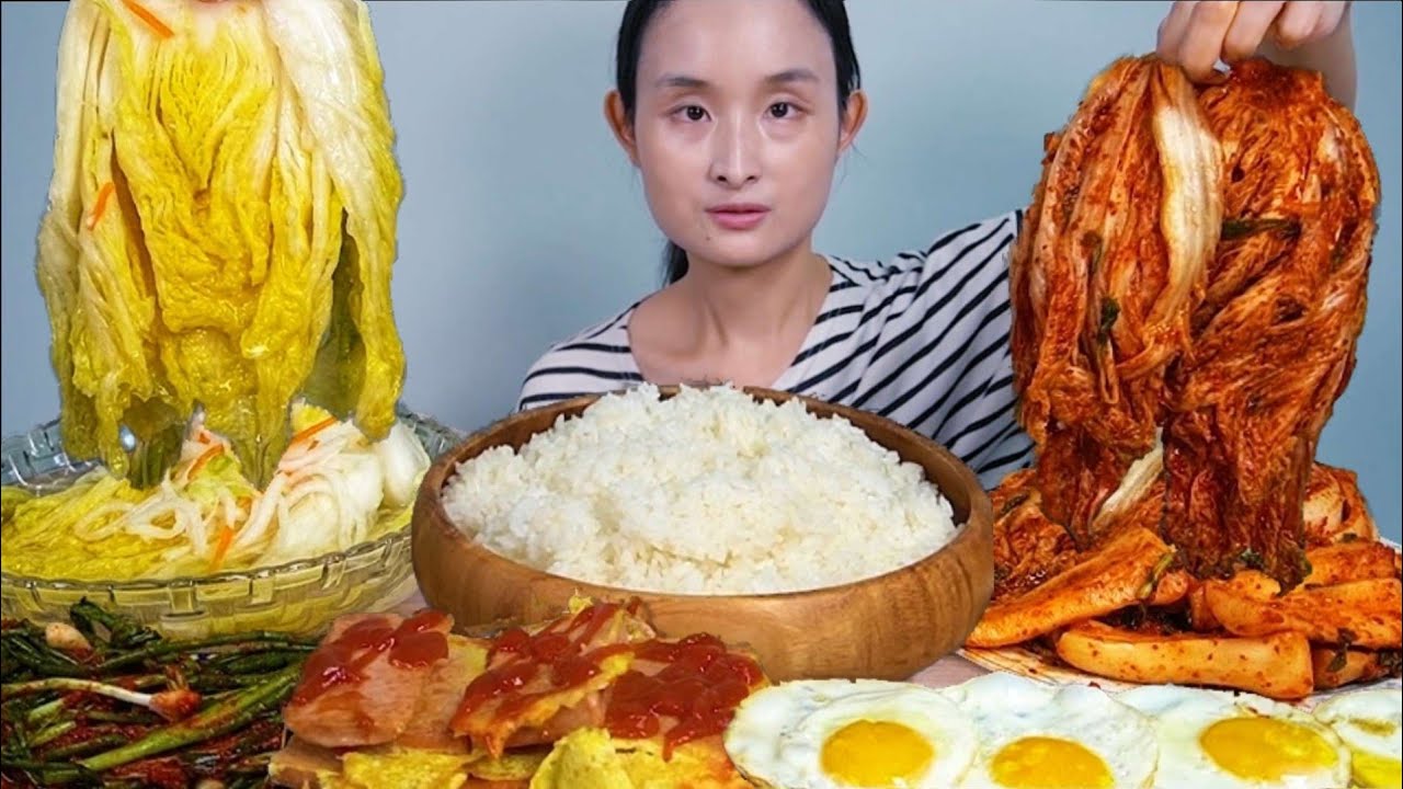 봉화청량산김치 시원아삭 포기김치 총각김치 백김치 파김치 스팸 계란후라이 먹방