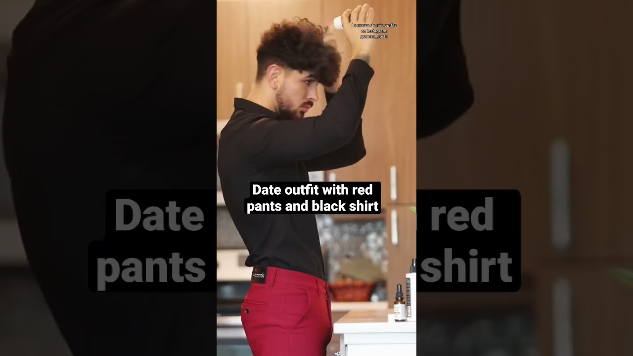 Date outfit with red pants and black shirt #foryou #mens #fashion