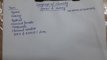 Language of chemistry, Symbol & Valency,Part:01,Mr.Pappu Bhowmick