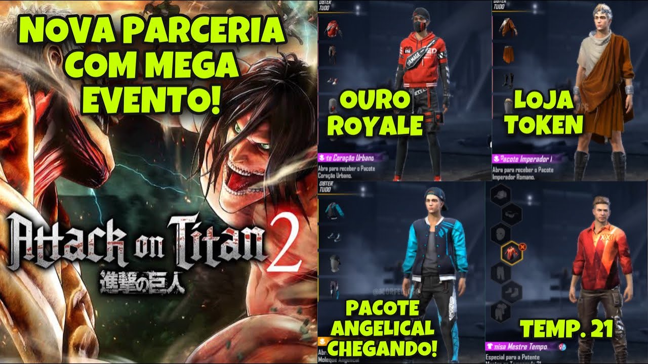 A Gazeta  'Free Fire' terá itens e conteúdos do anime 'Attack on Titan' em  março