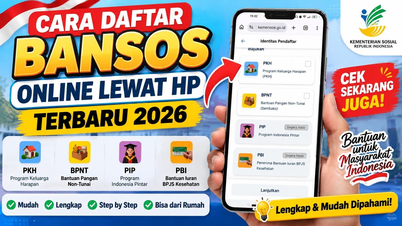 Cara daftar bansos online lewat hp terbaru 2026 — Transcript