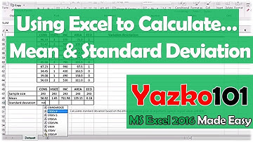 How to Calculate Sum, Mean & Standard Deviation (MS Excel 2016 video)