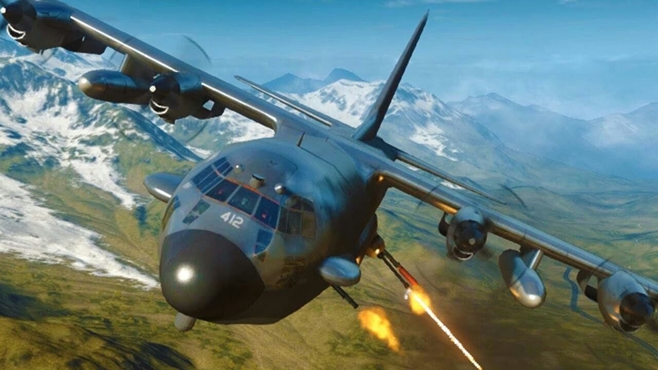 Ac 130 Gunship In Action Ataca Território Militar Com Aeronave