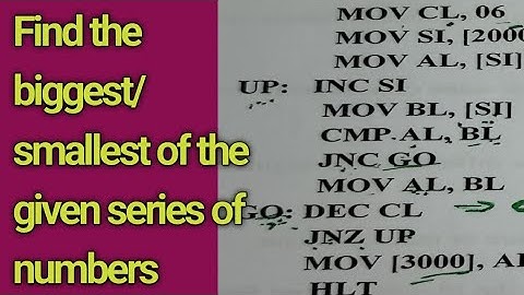 Simple ALP to find the biggest/Smallest of the given series of numbers in 8086 Microprocessor