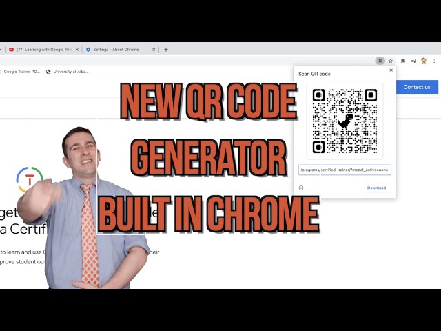 Chrome's Dino-branded QR Code generator working in Dev channel