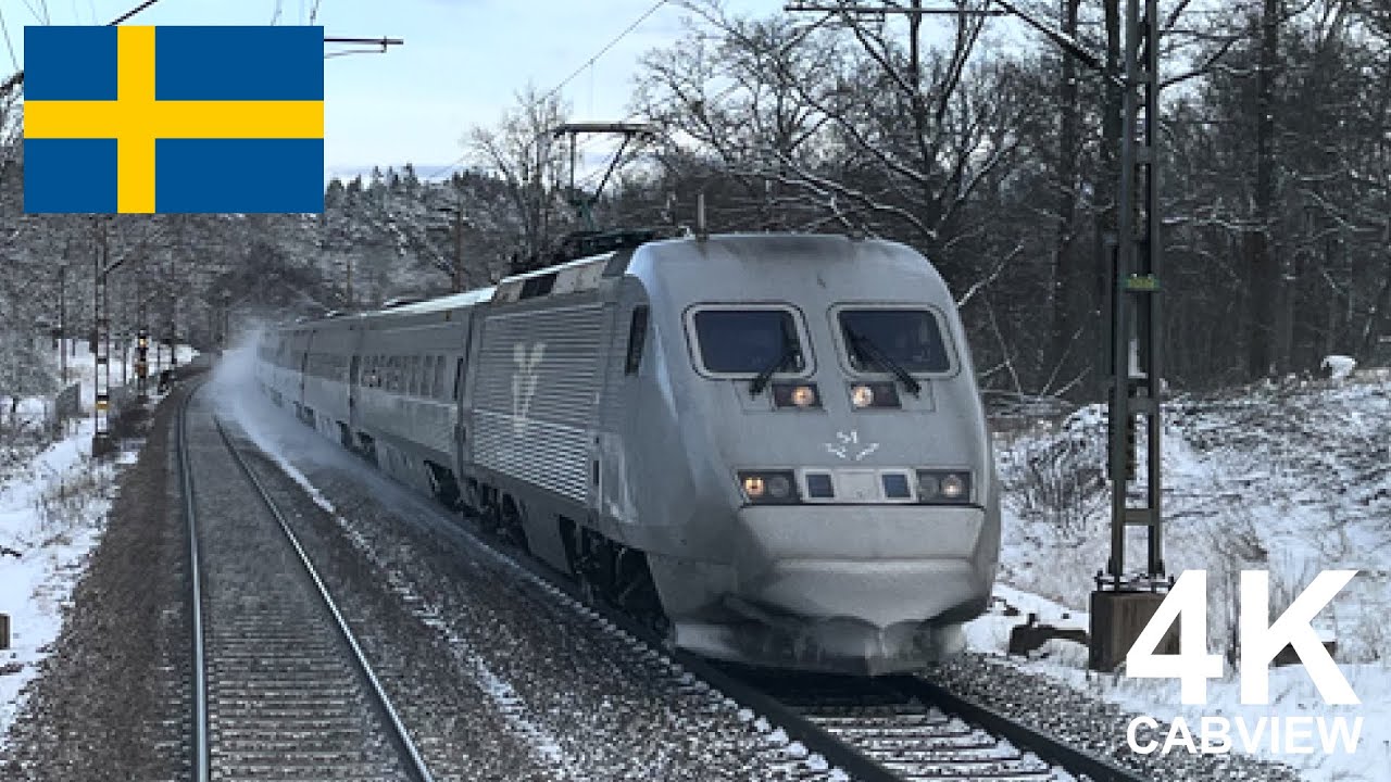 WINTER ON WEST MAIN LINE - 4K Cabview (Stockholm to Gothenburg)