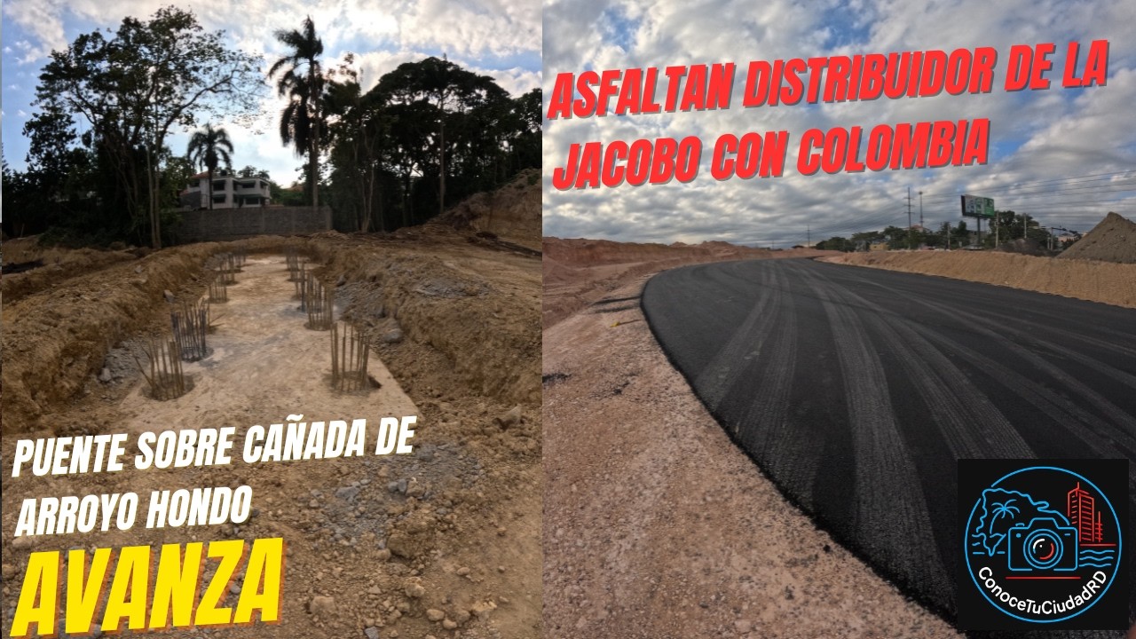 Asfaltan el Distribuidor Vial de la Jacobo con Rep. de Colombia. El Puente Avanza.