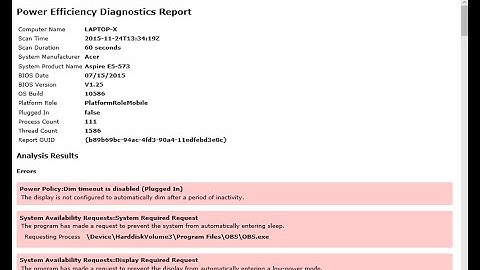 Generate Power Efficiency Diagnostics Report for Windows 10