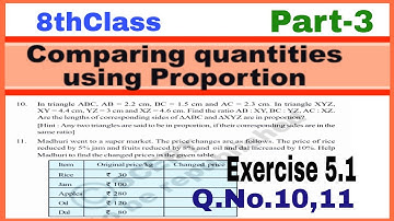 8th Class, Comparing Quantities Using Proportion, Exercise 5.1, Q.No.10, 11