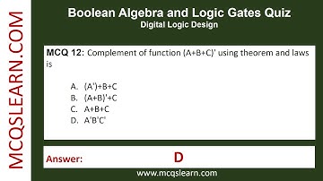 Boolean Algebra Quiz Questions Answers | Boolean Algebra Class 12–9 Notes PDF | DLD Ch 4 Quiz | App