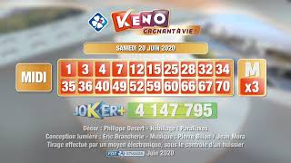 Tirage du midi Keno gagnant à vie® du 20 juin 2020 - Résultat officiel - FDJ screenshot 2