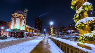 Quiet Snowfall Night Walk | Aurora IL | POV ASMR