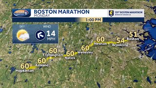 Hour-by-hour forecast for the conditions along Boston Marathon course