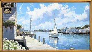 Coastal Harbor Frame TV Art 4K | Hamptons Summer Decor | 4 Hours Silent screenshot 4