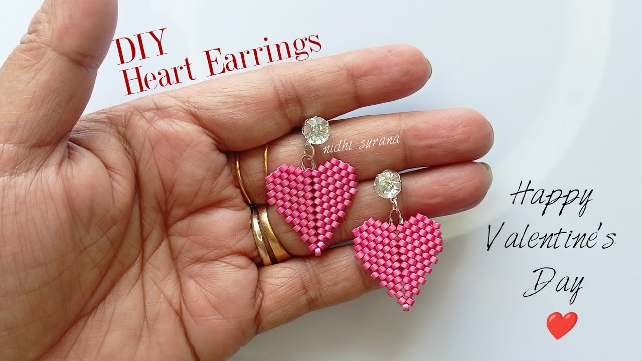 Straight line to Heart Shape! Learn how to stitch these cuties/Peyote+Brick Stitch Pattern 