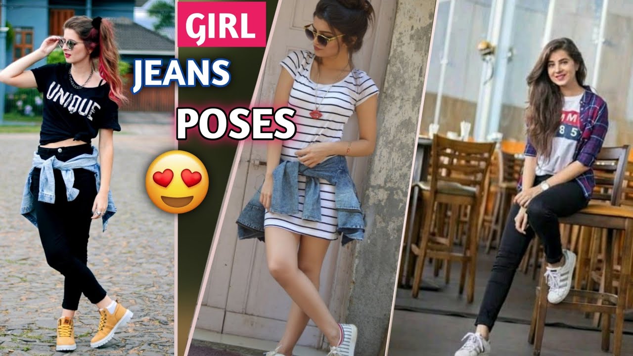 Stylish Top jeans poses for girls || Looking girls with jeans fashion ||  New poses for girls - YouTube