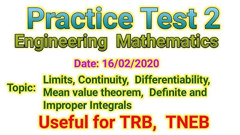 Practise TEST 2 | Engineering Mathematics | TRB polytechnic, TNEB, Tancet, Gate | Tamil