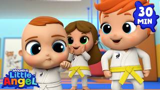 learn karate kicks fun sing along music video kids atlittleangel