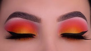 pink  orange yellow and brown eye makeup ?? smokey eye makeup colorful 